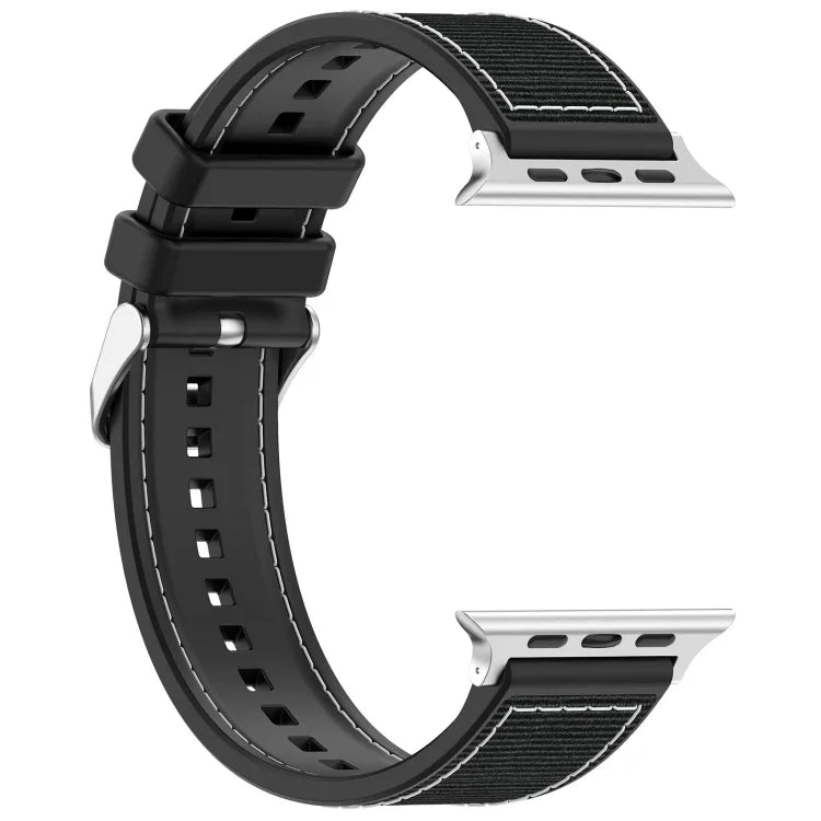 سوار ساعة سيليكون مضفر من النايلون الهجين مع مشبك عادي، لـ Apple Watch مقاس 42مم، لـ Apple Watch مقاس 38مم