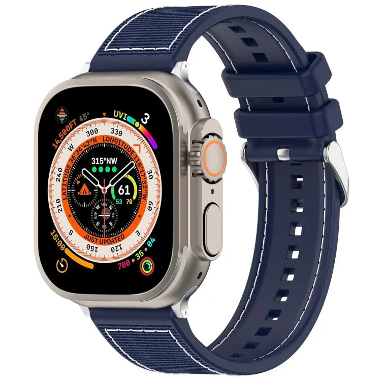 سوار ساعة سيليكون مضفر من النايلون الهجين مع مشبك عادي، لـ Apple Watch مقاس 42مم، لـ Apple Watch مقاس 38مم