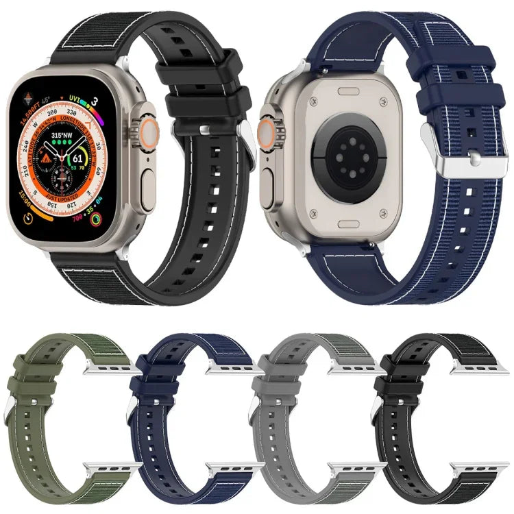 سوار ساعة سيليكون مضفر من النايلون الهجين مع مشبك عادي، لـ Apple Watch مقاس 42مم، لـ Apple Watch مقاس 38مم