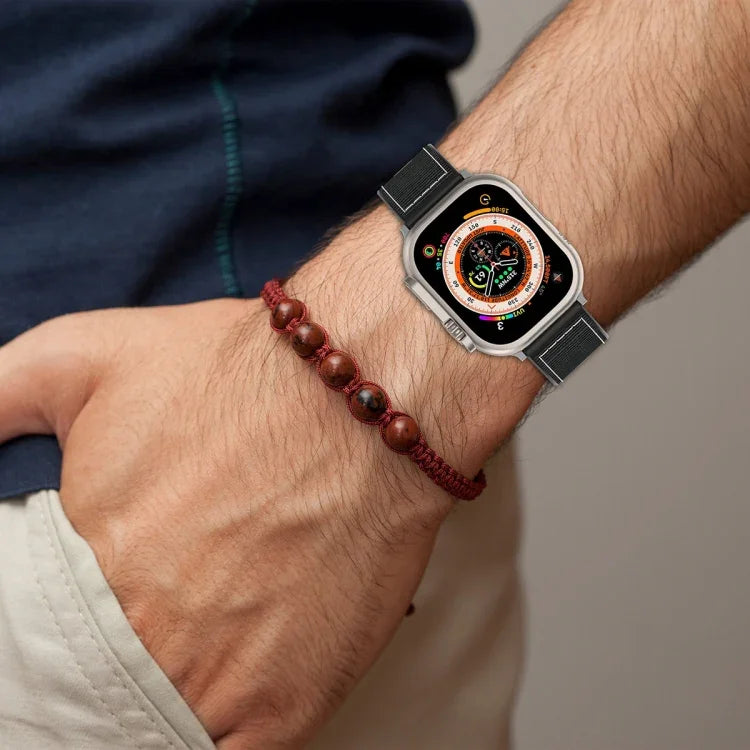 سوار ساعة سيليكون مضفر من النايلون الهجين مع مشبك عادي، لـ Apple Watch مقاس 42مم، لـ Apple Watch مقاس 38مم