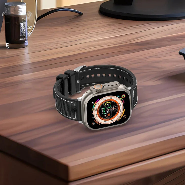 سوار ساعة سيليكون مضفر من النايلون الهجين مع مشبك عادي، لـ Apple Watch مقاس 42مم، لـ Apple Watch مقاس 38مم