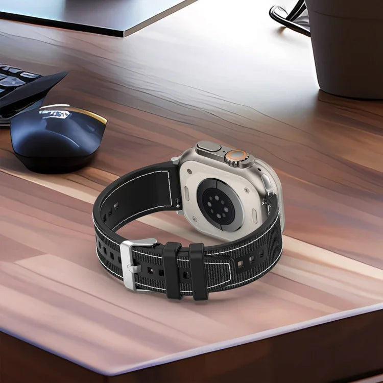 سوار ساعة سيليكون مضفر من النايلون الهجين مع مشبك عادي، لـ Apple Watch مقاس 42مم، لـ Apple Watch مقاس 38مم