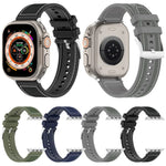 سوار ساعة سيليكون مضفر من النايلون الهجين مع مشبك رسمي، لـ Apple Watch مقاس 42مم، لـ Apple Watch مقاس 38مم