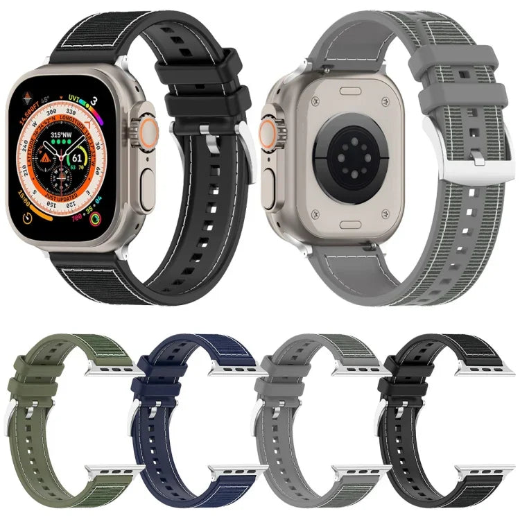 سوار ساعة سيليكون مضفر من النايلون الهجين مع مشبك رسمي، لـ Apple Watch مقاس 42مم، لـ Apple Watch مقاس 38مم