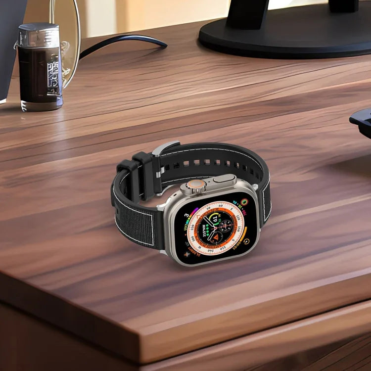 سوار ساعة سيليكون مضفر من النايلون الهجين مع مشبك رسمي، لـ Apple Watch مقاس 42مم، لـ Apple Watch مقاس 38مم