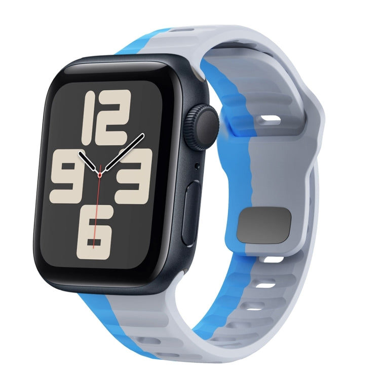 سوار ساعة سيليكون بقفل عكسي بنمط الموجة، لسلسلة Apple Watch 10 مقاس 46 مم، لسلسلة Apple Watch 10 مقاس 42 مم، لسلسلة Apple Watch SE 2023 مقاس 44 مم، لسلسلة Apple Watch SE 2023 مقاس 40 مم