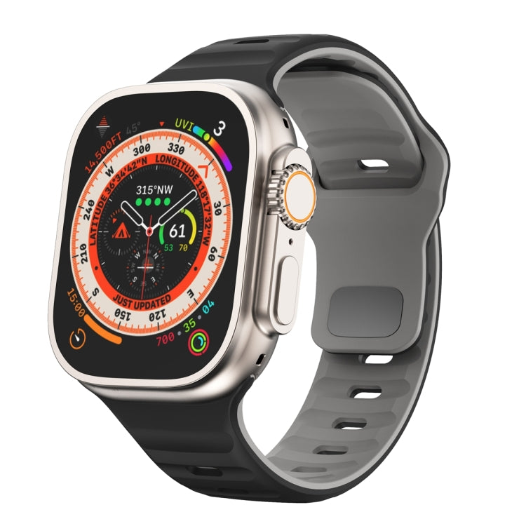 سوار ساعة سيليكون بقفل عكسي بنمط الموجة، لسلسلة Apple Watch Ultra 2 مقاس 49 مم، لسلسلة Apple Watch 9 مقاس 45 مم، لسلسلة Apple Watch 9 مقاس 41 مم، لسلسلة Apple Watch Ultra مقاس 49 مم