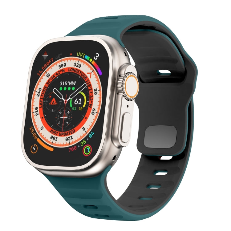 سوار ساعة سيليكون بقفل عكسي بنمط الموجة، لسلسلة Apple Watch Ultra 2 مقاس 49 مم، لسلسلة Apple Watch 9 مقاس 45 مم، لسلسلة Apple Watch 9 مقاس 41 مم، لسلسلة Apple Watch Ultra مقاس 49 مم