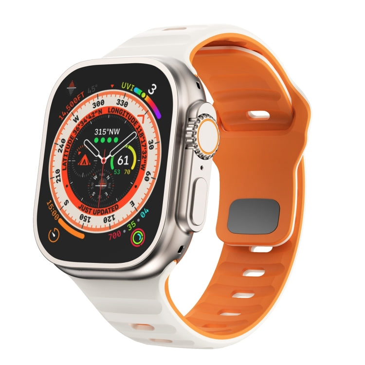 سوار ساعة سيليكون بقفل عكسي بنمط الموجة، لسلسلة Apple Watch Ultra 2 مقاس 49 مم، لسلسلة Apple Watch 9 مقاس 45 مم، لسلسلة Apple Watch 9 مقاس 41 مم، لسلسلة Apple Watch Ultra مقاس 49 مم