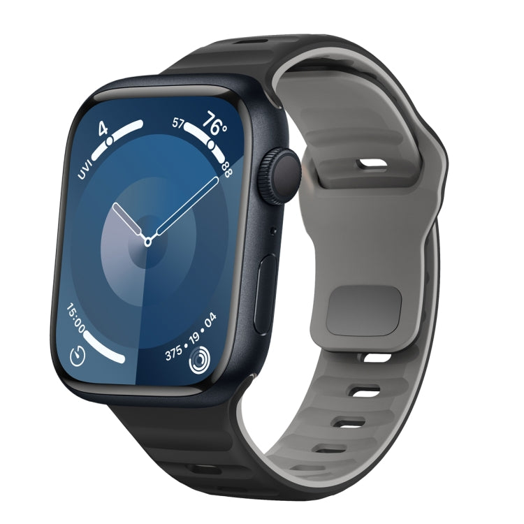 سوار ساعة سيليكون بقفل عكسي بنمط الموجة، لسلسلة Apple Watch Ultra 2 مقاس 49 مم، لسلسلة Apple Watch 9 مقاس 45 مم، لسلسلة Apple Watch 9 مقاس 41 مم، لسلسلة Apple Watch Ultra مقاس 49 مم