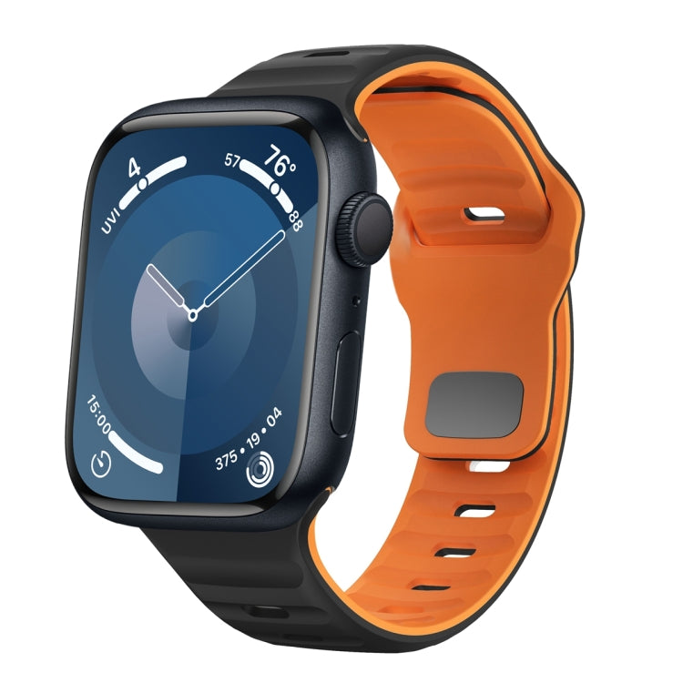سوار ساعة سيليكون بقفل عكسي بنمط الموجة، لسلسلة Apple Watch Ultra 2 مقاس 49 مم، لسلسلة Apple Watch 9 مقاس 45 مم، لسلسلة Apple Watch 9 مقاس 41 مم، لسلسلة Apple Watch Ultra مقاس 49 مم
