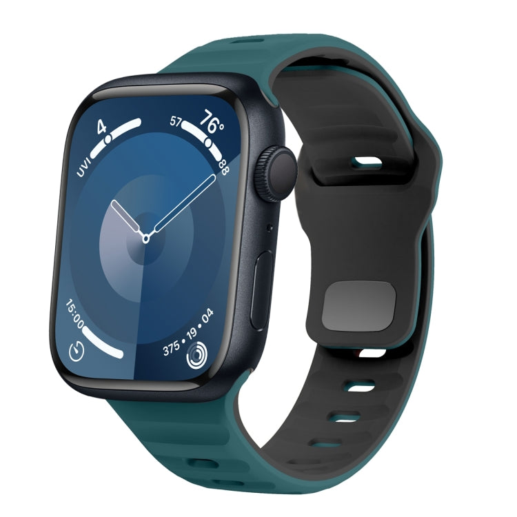 سوار ساعة سيليكون بقفل عكسي بنمط الموجة، لسلسلة Apple Watch Ultra 2 مقاس 49 مم، لسلسلة Apple Watch 9 مقاس 45 مم، لسلسلة Apple Watch 9 مقاس 41 مم، لسلسلة Apple Watch Ultra مقاس 49 مم
