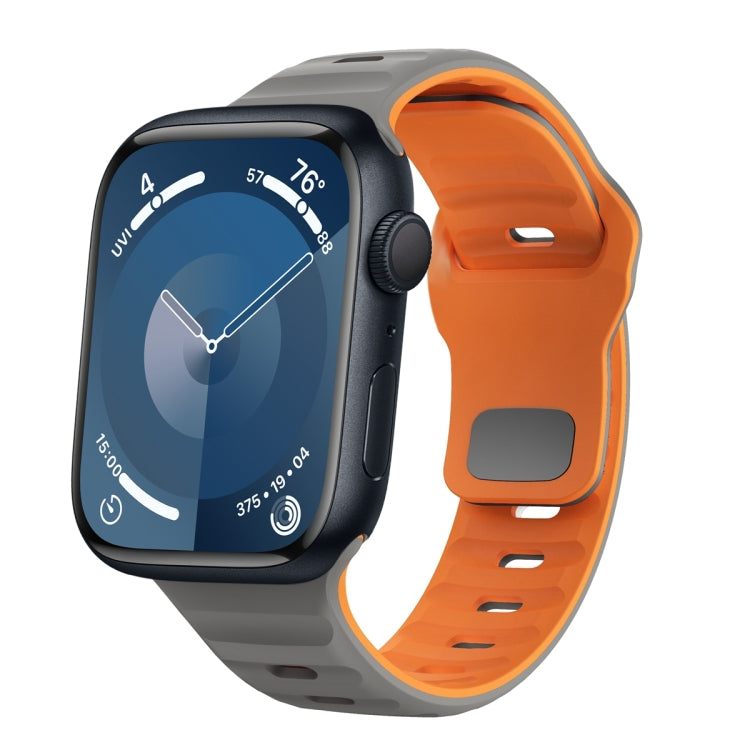 سوار ساعة سيليكون بقفل عكسي بنمط الموجة، لسلسلة Apple Watch Ultra 2 مقاس 49 مم، لسلسلة Apple Watch 9 مقاس 45 مم، لسلسلة Apple Watch 9 مقاس 41 مم، لسلسلة Apple Watch Ultra مقاس 49 مم