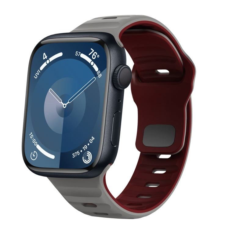 سوار ساعة سيليكون بقفل عكسي بنمط الموجة، لسلسلة Apple Watch Ultra 2 مقاس 49 مم، لسلسلة Apple Watch 9 مقاس 45 مم، لسلسلة Apple Watch 9 مقاس 41 مم، لسلسلة Apple Watch Ultra مقاس 49 مم