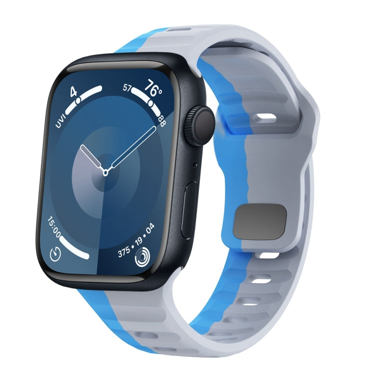 سوار ساعة سيليكون بقفل عكسي بنمط الموجة، لسلسلة Apple Watch Ultra 2 مقاس 49 مم، لسلسلة Apple Watch 9 مقاس 45 مم، لسلسلة Apple Watch 9 مقاس 41 مم، لسلسلة Apple Watch Ultra مقاس 49 مم
