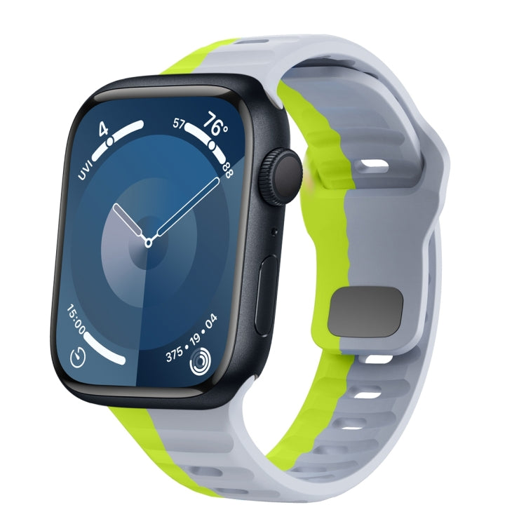 سوار ساعة سيليكون بقفل عكسي بنمط الموجة، لسلسلة Apple Watch Ultra 2 مقاس 49 مم، لسلسلة Apple Watch 9 مقاس 45 مم، لسلسلة Apple Watch 9 مقاس 41 مم، لسلسلة Apple Watch Ultra مقاس 49 مم