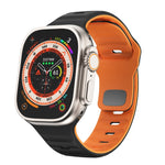 سوار ساعة سيليكون بقفل عكسي بنمط الموجة، لسلسلة Apple Watch Ultra 2 مقاس 49 مم، لسلسلة Apple Watch 9 مقاس 45 مم، لسلسلة Apple Watch 9 مقاس 41 مم، لسلسلة Apple Watch Ultra مقاس 49 مم