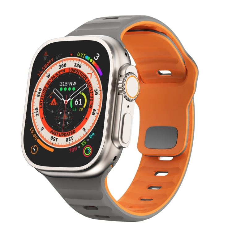 سوار ساعة سيليكون بقفل عكسي بنمط الموجة، لسلسلة Apple Watch Ultra 2 مقاس 49 مم، لسلسلة Apple Watch 9 مقاس 45 مم، لسلسلة Apple Watch 9 مقاس 41 مم، لسلسلة Apple Watch Ultra مقاس 49 مم