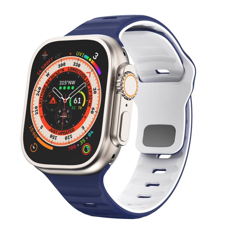 سوار ساعة سيليكون بقفل عكسي بنمط الموجة، لسلسلة Apple Watch Ultra 2 مقاس 49 مم، لسلسلة Apple Watch 9 مقاس 45 مم، لسلسلة Apple Watch 9 مقاس 41 مم، لسلسلة Apple Watch Ultra مقاس 49 مم