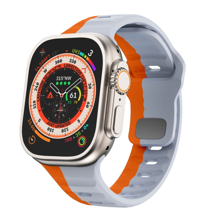 سوار ساعة سيليكون بقفل عكسي بنمط الموجة، لسلسلة Apple Watch Ultra 2 مقاس 49 مم، لسلسلة Apple Watch 9 مقاس 45 مم، لسلسلة Apple Watch 9 مقاس 41 مم، لسلسلة Apple Watch Ultra مقاس 49 مم