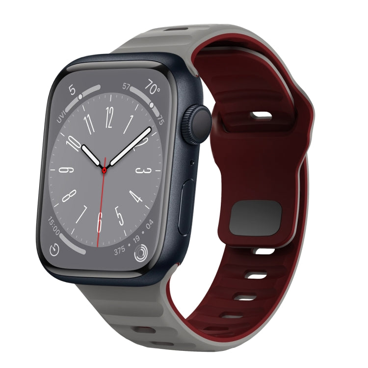 سوار ساعة سيليكون بقفل عكسي بنمط الموجة، لسلسلة Apple Watch 8 مقاس 41 مم، لسلسلة Apple Watch 8 مقاس 45 مم، لسلسلة Apple Watch SE 2022 مقاس 40 مم، لسلسلة Apple Watch SE 2022 مقاس 44 مم
