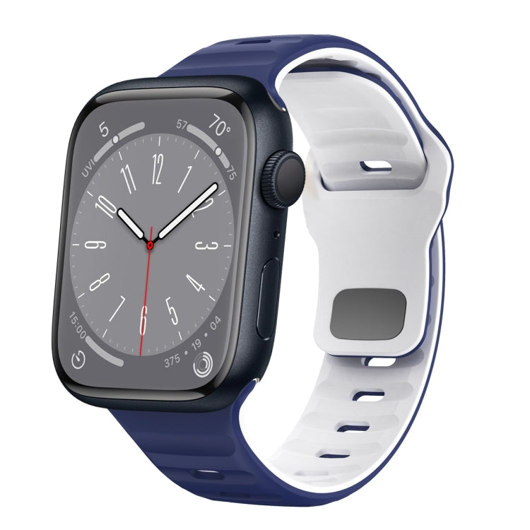 سوار ساعة سيليكون بقفل عكسي بنمط الموجة، لسلسلة Apple Watch 8 مقاس 41 مم، لسلسلة Apple Watch 8 مقاس 45 مم، لسلسلة Apple Watch SE 2022 مقاس 40 مم، لسلسلة Apple Watch SE 2022 مقاس 44 مم