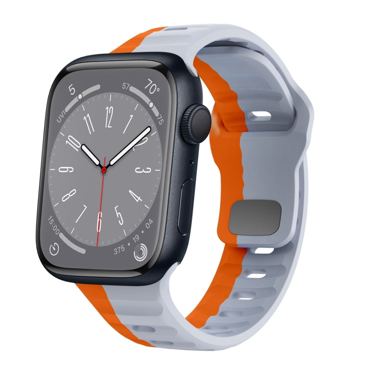 سوار ساعة سيليكون بقفل عكسي بنمط الموجة، لسلسلة Apple Watch 8 مقاس 41 مم، لسلسلة Apple Watch 8 مقاس 45 مم، لسلسلة Apple Watch SE 2022 مقاس 40 مم، لسلسلة Apple Watch SE 2022 مقاس 44 مم