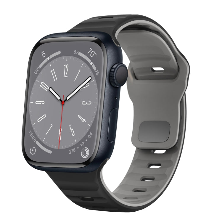 سوار ساعة سيليكون بقفل عكسي بنمط الموجة، لسلسلة Apple Watch 8 مقاس 41 مم، لسلسلة Apple Watch 8 مقاس 45 مم، لسلسلة Apple Watch SE 2022 مقاس 40 مم، لسلسلة Apple Watch SE 2022 مقاس 44 مم