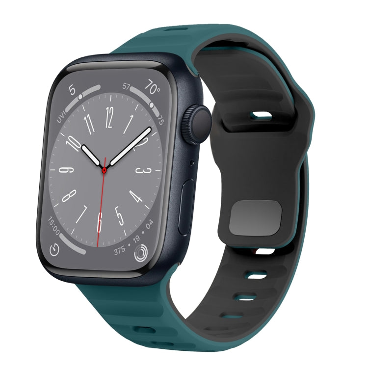 سوار ساعة سيليكون بقفل عكسي بنمط الموجة، لسلسلة Apple Watch 8 مقاس 41 مم، لسلسلة Apple Watch 8 مقاس 45 مم، لسلسلة Apple Watch SE 2022 مقاس 40 مم، لسلسلة Apple Watch SE 2022 مقاس 44 مم
