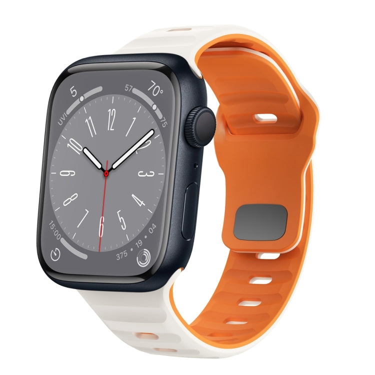 سوار ساعة سيليكون بقفل عكسي بنمط الموجة، لسلسلة Apple Watch 8 مقاس 41 مم، لسلسلة Apple Watch 8 مقاس 45 مم، لسلسلة Apple Watch SE 2022 مقاس 40 مم، لسلسلة Apple Watch SE 2022 مقاس 44 مم