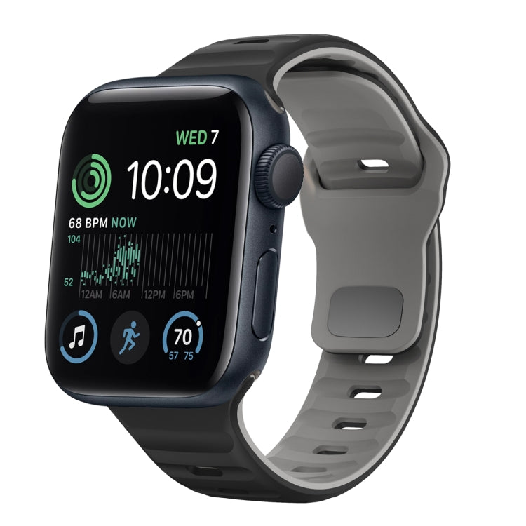 سوار ساعة سيليكون بقفل عكسي بنمط الموجة، لسلسلة Apple Watch 8 مقاس 41 مم، لسلسلة Apple Watch 8 مقاس 45 مم، لسلسلة Apple Watch SE 2022 مقاس 40 مم، لسلسلة Apple Watch SE 2022 مقاس 44 مم
