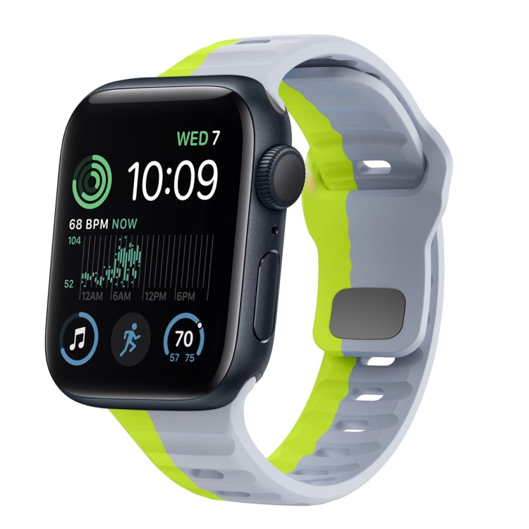سوار ساعة سيليكون بقفل عكسي بنمط الموجة، لسلسلة Apple Watch 8 مقاس 41 مم، لسلسلة Apple Watch 8 مقاس 45 مم، لسلسلة Apple Watch SE 2022 مقاس 40 مم، لسلسلة Apple Watch SE 2022 مقاس 44 مم