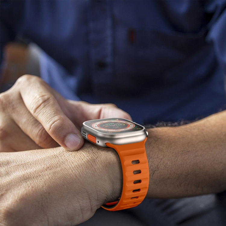 سوار ساعة سيليكون بقفل عكسي بنمط الموجة، لسلسلة Apple Watch 7 مقاس 41 مم، لسلسلة Apple Watch 7 مقاس 45 مم، لسلسلة Apple Watch SE مقاس 40 مم، لسلسلة Apple Watch SE مقاس 44 مم