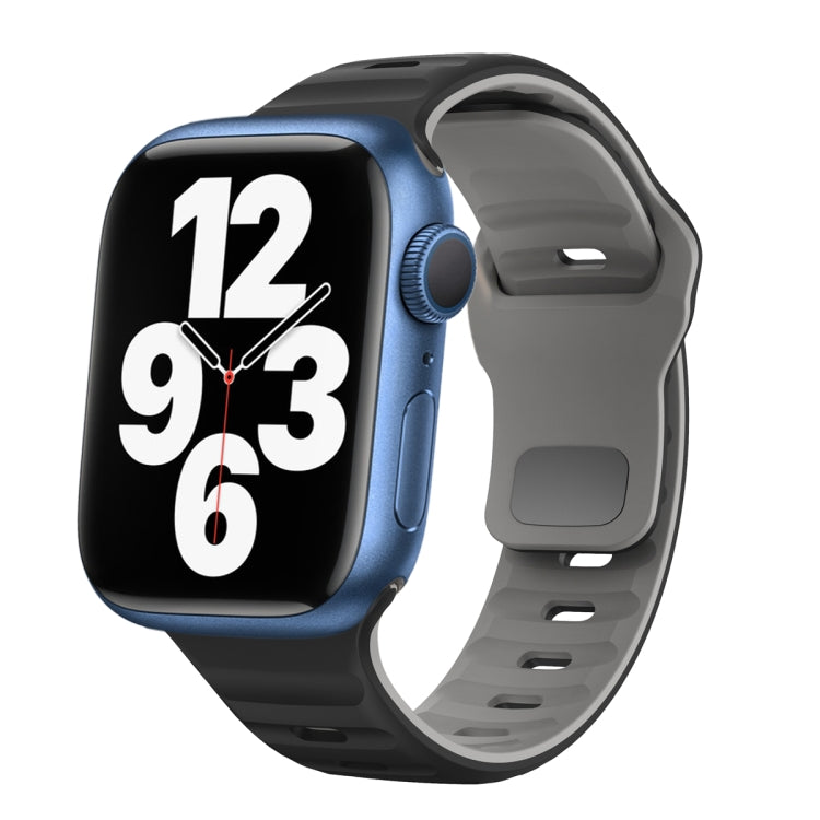 سوار ساعة سيليكون بقفل عكسي بنمط الموجة، لسلسلة Apple Watch 7 مقاس 41 مم، لسلسلة Apple Watch 7 مقاس 45 مم، لسلسلة Apple Watch SE مقاس 40 مم، لسلسلة Apple Watch SE مقاس 44 مم