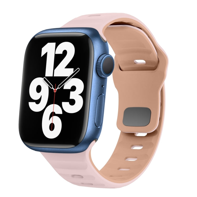 سوار ساعة سيليكون بقفل عكسي بنمط الموجة، لسلسلة Apple Watch 7 مقاس 41 مم، لسلسلة Apple Watch 7 مقاس 45 مم، لسلسلة Apple Watch SE مقاس 40 مم، لسلسلة Apple Watch SE مقاس 44 مم