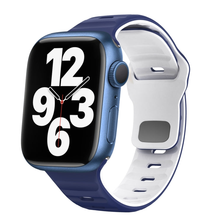 سوار ساعة سيليكون بقفل عكسي بنمط الموجة، لسلسلة Apple Watch 7 مقاس 41 مم، لسلسلة Apple Watch 7 مقاس 45 مم، لسلسلة Apple Watch SE مقاس 40 مم، لسلسلة Apple Watch SE مقاس 44 مم
