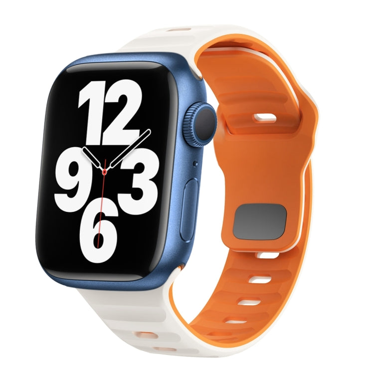 سوار ساعة سيليكون بقفل عكسي بنمط الموجة، لسلسلة Apple Watch 7 مقاس 41 مم، لسلسلة Apple Watch 7 مقاس 45 مم، لسلسلة Apple Watch SE مقاس 40 مم، لسلسلة Apple Watch SE مقاس 44 مم