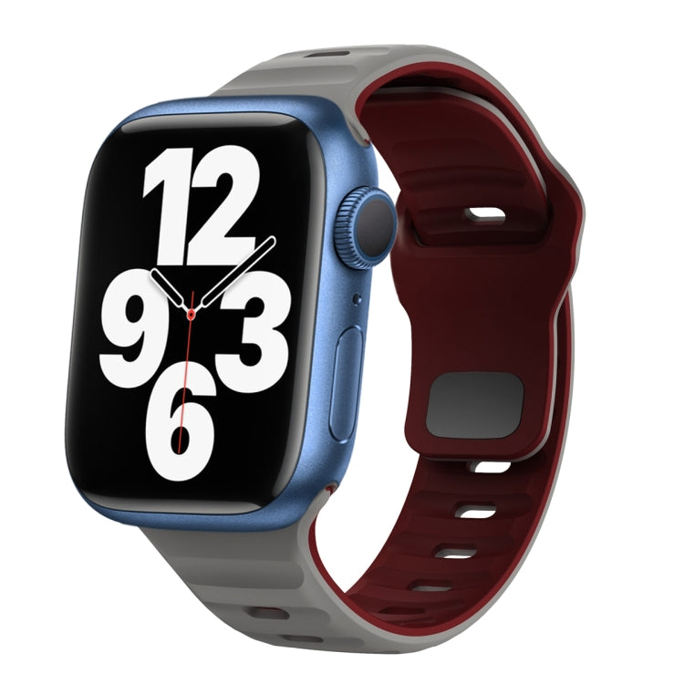 سوار ساعة سيليكون بقفل عكسي بنمط الموجة، لسلسلة Apple Watch 7 مقاس 41 مم، لسلسلة Apple Watch 7 مقاس 45 مم، لسلسلة Apple Watch SE مقاس 40 مم، لسلسلة Apple Watch SE مقاس 44 مم