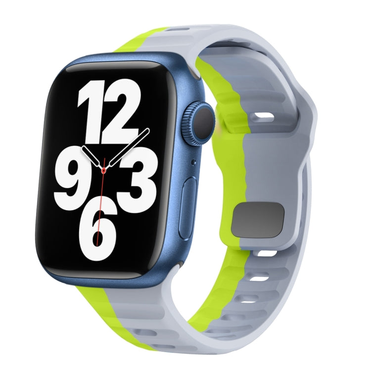 سوار ساعة سيليكون بقفل عكسي بنمط الموجة، لسلسلة Apple Watch 7 مقاس 41 مم، لسلسلة Apple Watch 7 مقاس 45 مم، لسلسلة Apple Watch SE مقاس 40 مم، لسلسلة Apple Watch SE مقاس 44 مم
