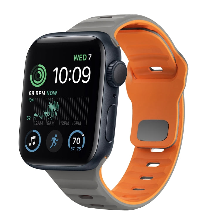 سوار ساعة سيليكون بقفل عكسي بنمط الموجة، لسلسلة Apple Watch 7 مقاس 41 مم، لسلسلة Apple Watch 7 مقاس 45 مم، لسلسلة Apple Watch SE مقاس 40 مم، لسلسلة Apple Watch SE مقاس 44 مم