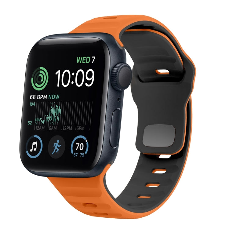 سوار ساعة سيليكون بقفل عكسي بنمط الموجة، لسلسلة Apple Watch 7 مقاس 41 مم، لسلسلة Apple Watch 7 مقاس 45 مم، لسلسلة Apple Watch SE مقاس 40 مم، لسلسلة Apple Watch SE مقاس 44 مم