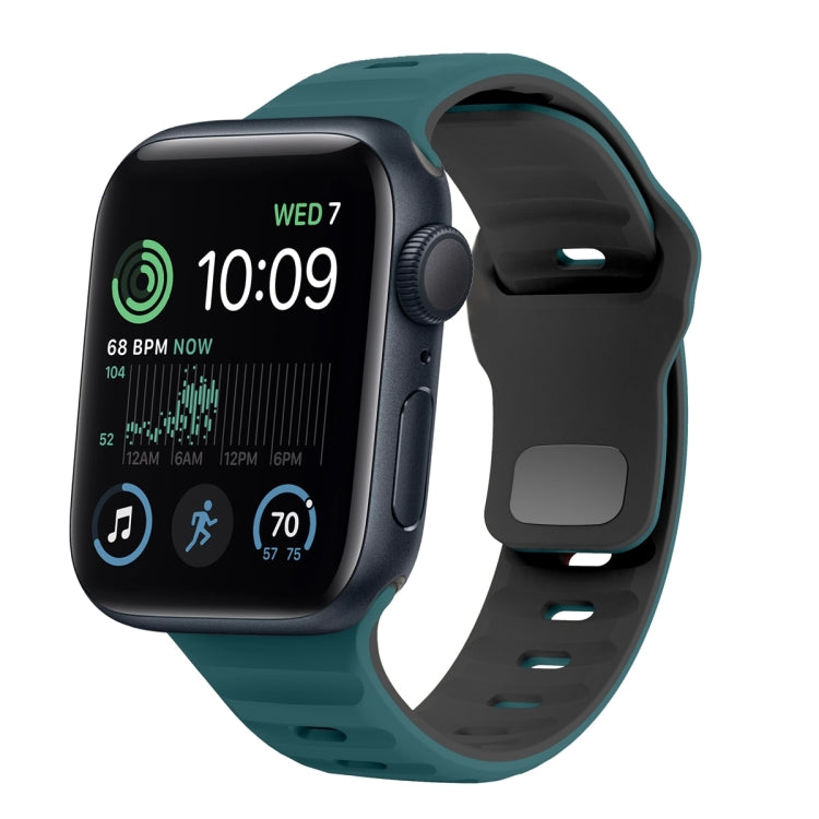 سوار ساعة سيليكون بقفل عكسي بنمط الموجة، لسلسلة Apple Watch 7 مقاس 41 مم، لسلسلة Apple Watch 7 مقاس 45 مم، لسلسلة Apple Watch SE مقاس 40 مم، لسلسلة Apple Watch SE مقاس 44 مم