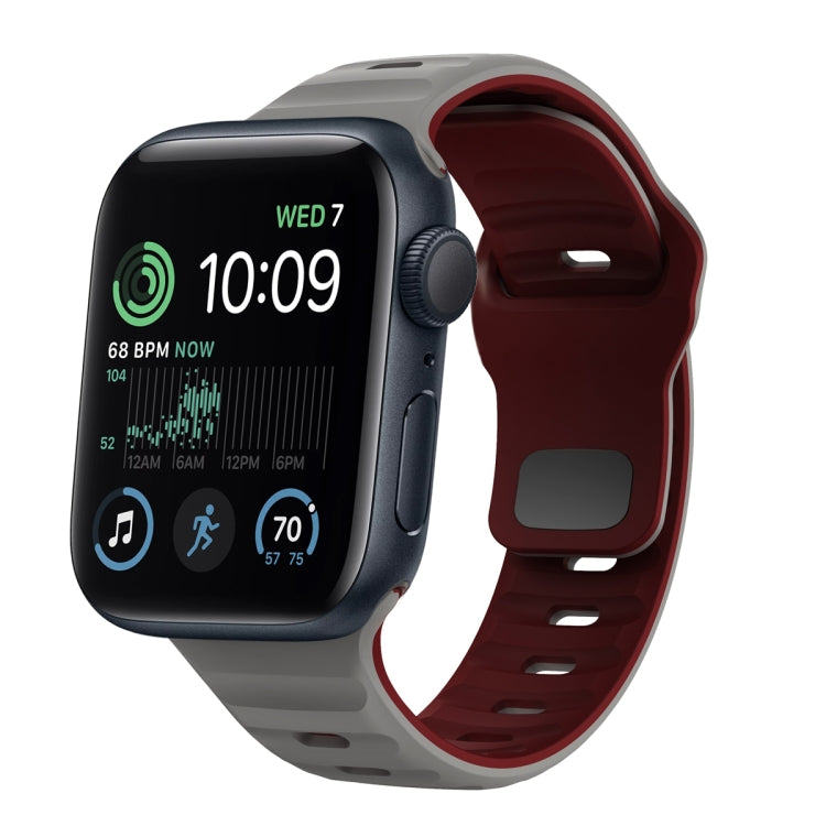 سوار ساعة سيليكون بقفل عكسي بنمط الموجة، لسلسلة Apple Watch 7 مقاس 41 مم، لسلسلة Apple Watch 7 مقاس 45 مم، لسلسلة Apple Watch SE مقاس 40 مم، لسلسلة Apple Watch SE مقاس 44 مم