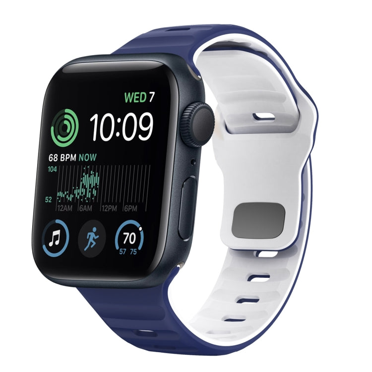 سوار ساعة سيليكون بقفل عكسي بنمط الموجة، لسلسلة Apple Watch 7 مقاس 41 مم، لسلسلة Apple Watch 7 مقاس 45 مم، لسلسلة Apple Watch SE مقاس 40 مم، لسلسلة Apple Watch SE مقاس 44 مم