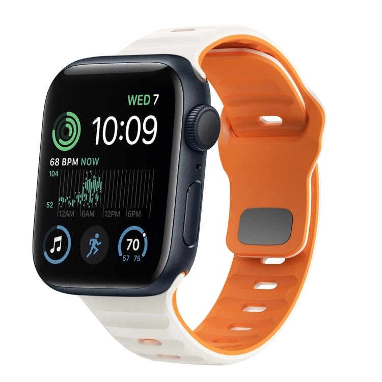 سوار ساعة سيليكون بقفل عكسي بنمط الموجة، لسلسلة Apple Watch 7 مقاس 41 مم، لسلسلة Apple Watch 7 مقاس 45 مم، لسلسلة Apple Watch SE مقاس 40 مم، لسلسلة Apple Watch SE مقاس 44 مم