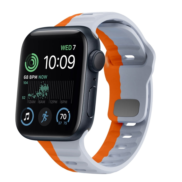 سوار ساعة سيليكون بقفل عكسي بنمط الموجة، لسلسلة Apple Watch 7 مقاس 41 مم، لسلسلة Apple Watch 7 مقاس 45 مم، لسلسلة Apple Watch SE مقاس 40 مم، لسلسلة Apple Watch SE مقاس 44 مم