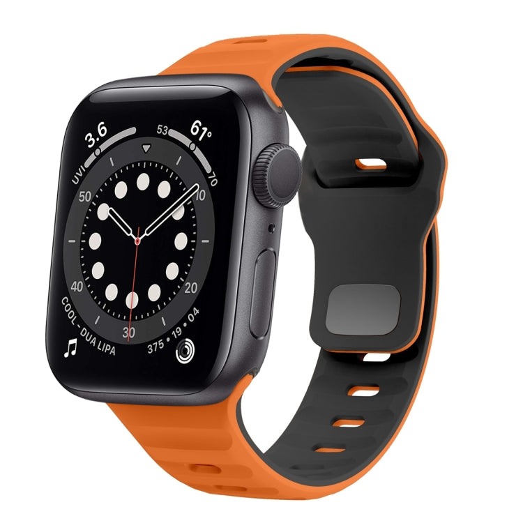 سوار ساعة سيليكون بقفل عكسي بنمط الموجة، لسلسلة Apple Watch 6 مقاس 40 مم، لسلسلة Apple Watch 6 مقاس 44 مم، لسلسلة Apple Watch 5 مقاس 44 مم، لسلسلة Apple Watch 5 مقاس 40 مم