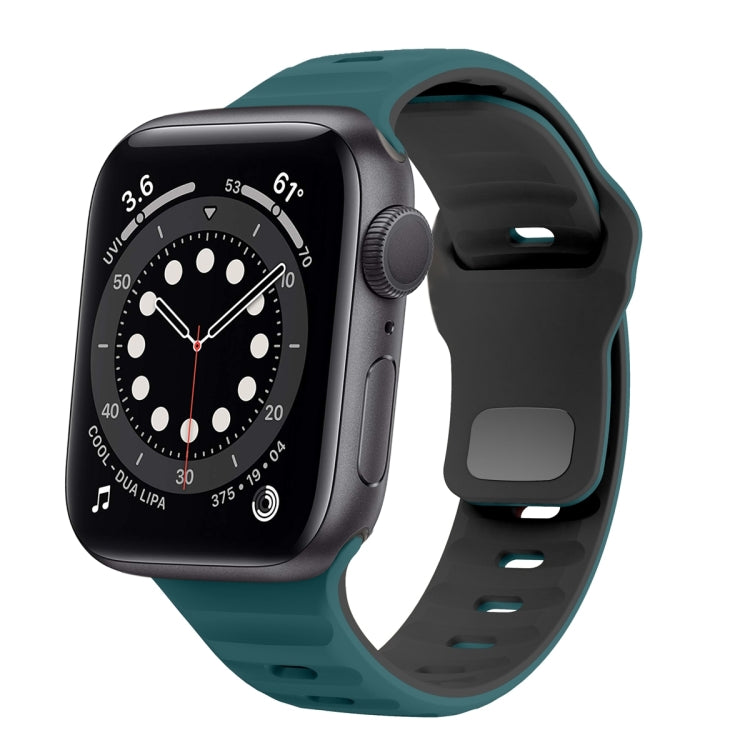 سوار ساعة سيليكون بقفل عكسي بنمط الموجة، لسلسلة Apple Watch 6 مقاس 40 مم، لسلسلة Apple Watch 6 مقاس 44 مم، لسلسلة Apple Watch 5 مقاس 44 مم، لسلسلة Apple Watch 5 مقاس 40 مم