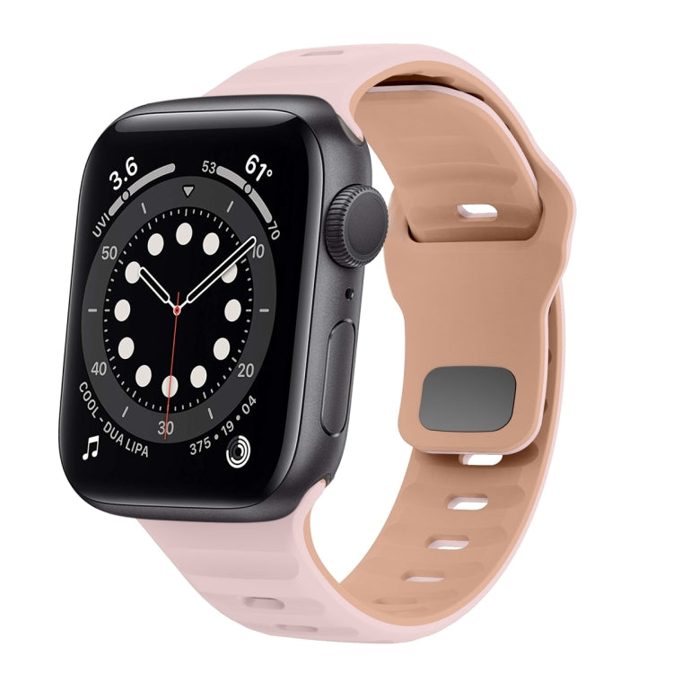 سوار ساعة سيليكون بقفل عكسي بنمط الموجة، لسلسلة Apple Watch 6 مقاس 40 مم، لسلسلة Apple Watch 6 مقاس 44 مم، لسلسلة Apple Watch 5 مقاس 44 مم، لسلسلة Apple Watch 5 مقاس 40 مم