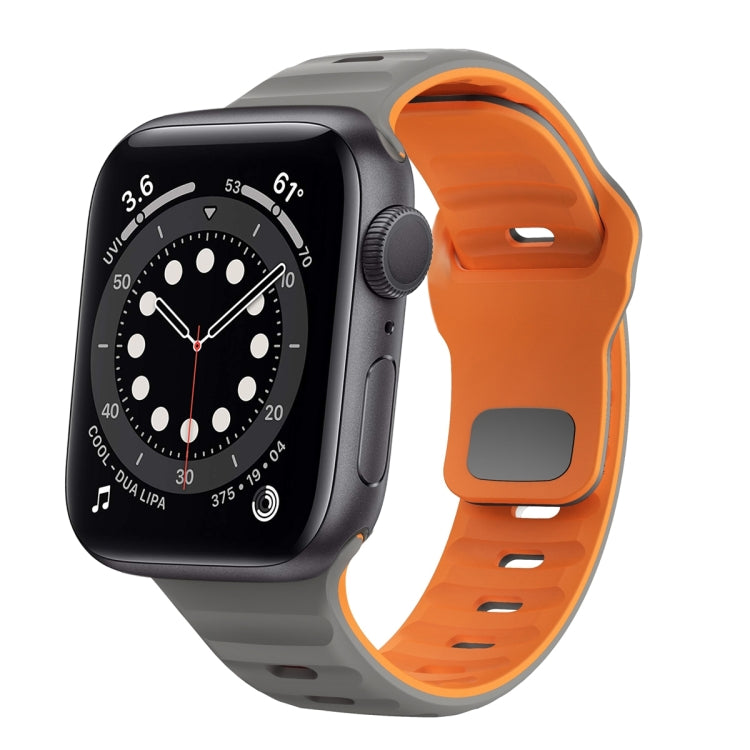 سوار ساعة سيليكون بقفل عكسي بنمط الموجة، لسلسلة Apple Watch 6 مقاس 40 مم، لسلسلة Apple Watch 6 مقاس 44 مم، لسلسلة Apple Watch 5 مقاس 44 مم، لسلسلة Apple Watch 5 مقاس 40 مم